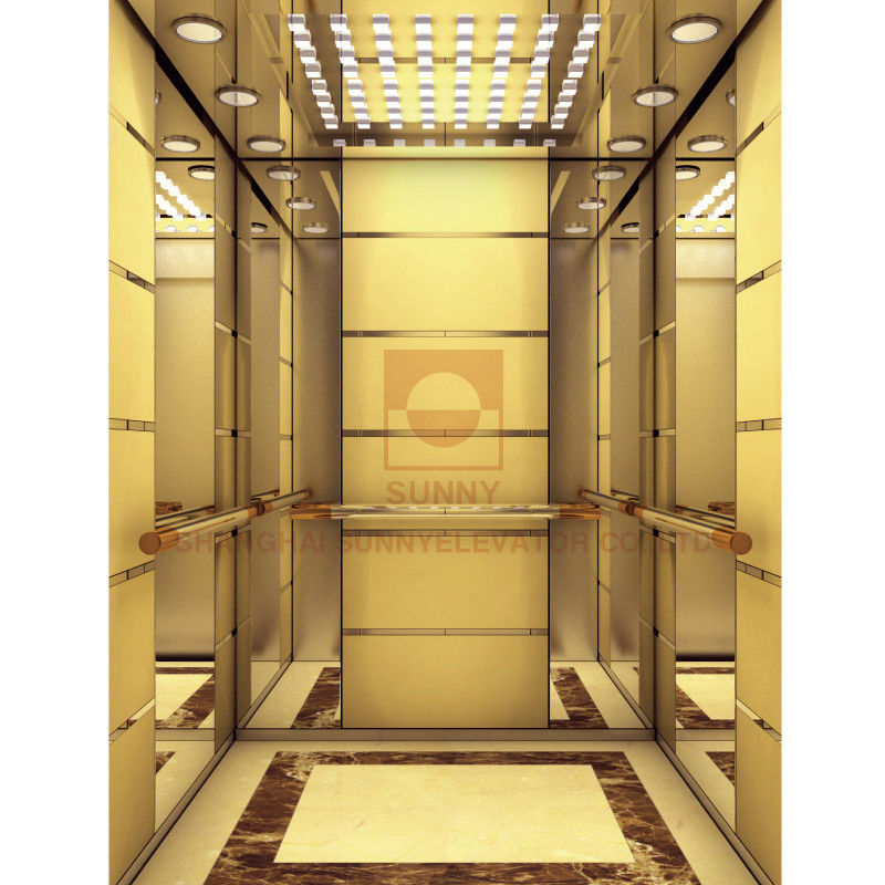 Mô hình sơn thang máy bằng vàng không gỉ Thiết kế cabin Trang trí ánh sáng acrylic