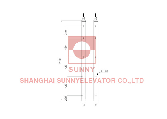 Tấm rèm ánh sáng thang máy có hình dạng thấp với 194 chùm và khoảng cách phát hiện 0-4000mm