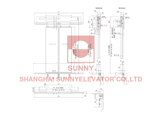 2-Panel Trung tâm mở cửa xe cho nhà Thang máy hành khách